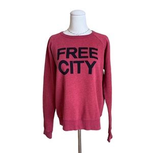 Sending Light Free City Red Crew Neck Long Sleeve Sweatshirt Top sz Small